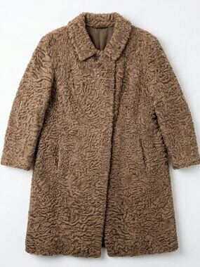 Vintage Beige Genuine Persian Lamb Coat - Petite Size Friendly